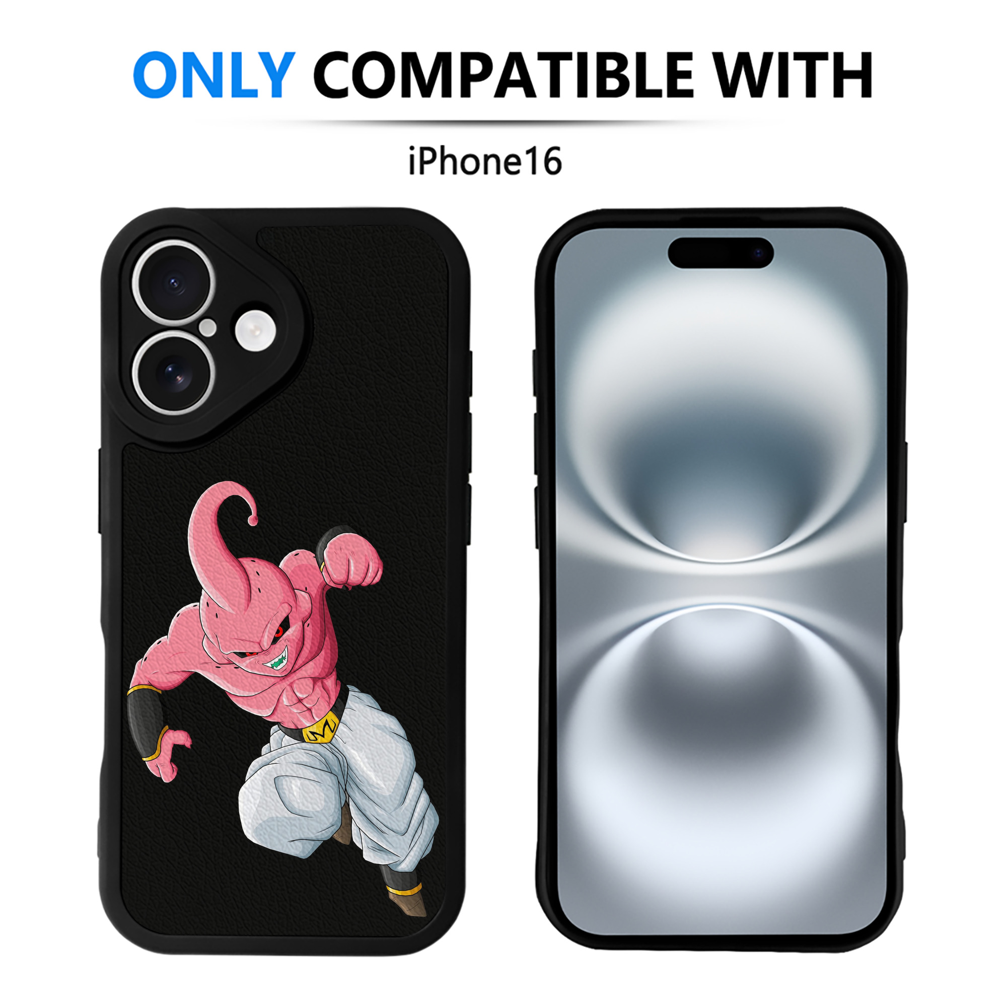（画像用） ドラゴンボール 魔人ブウ DRAGON BALL Majin Buu 【iPhone 16シリーズ対応】シリコンスマホケース（レザー調） 材質：シリコン